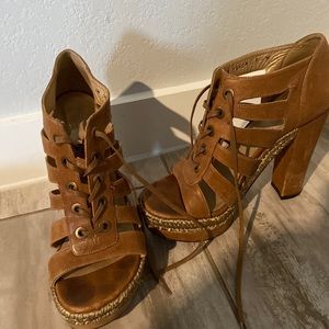 Size 8 brown lace up heel